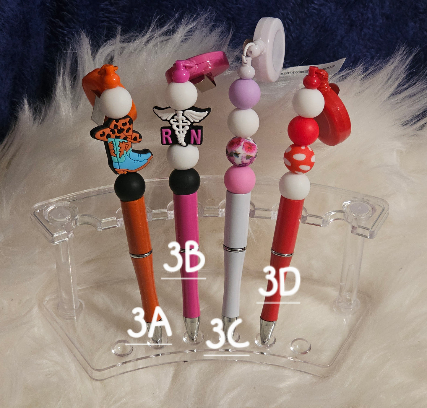 Beaded Badge Reel Pens with Silicone Focal Beads | Custom Handmade Design