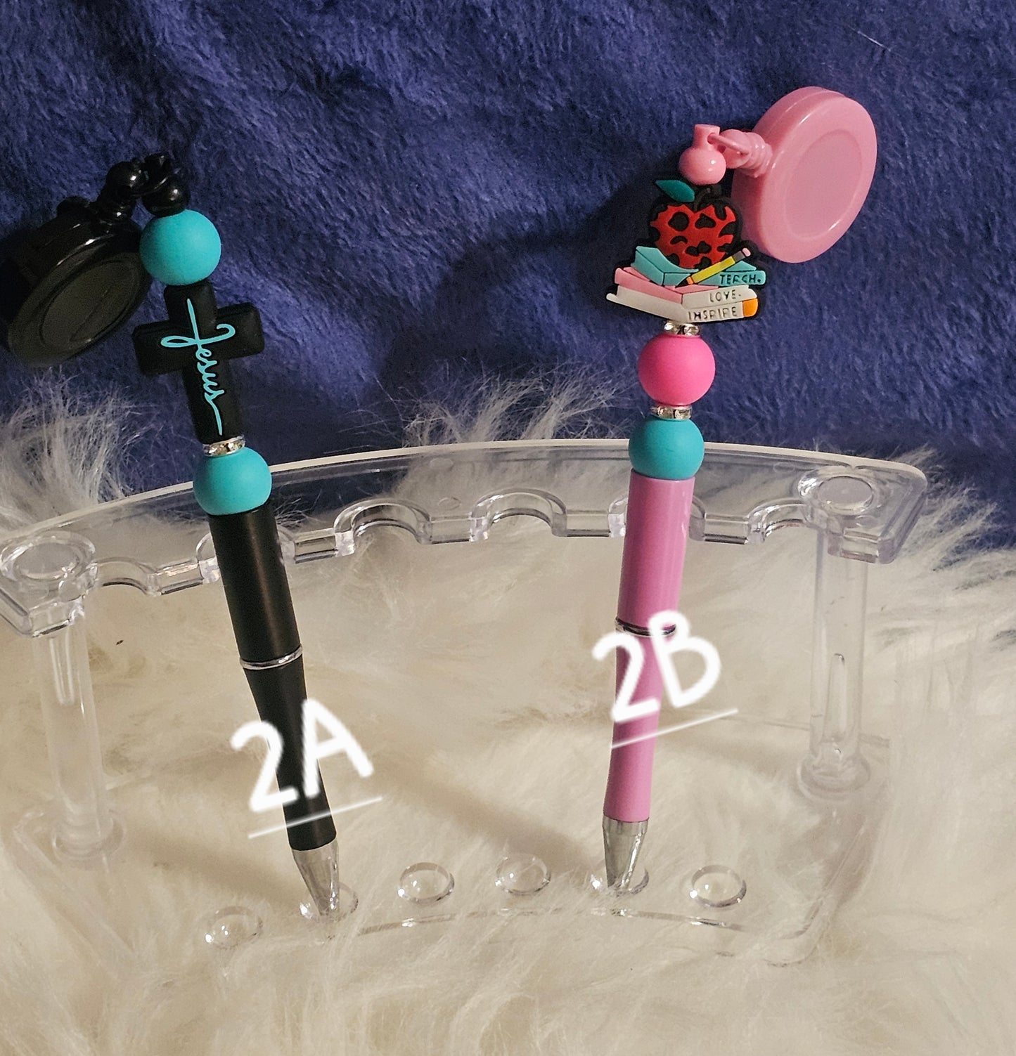Beaded Badge Reel Pens with Silicone Focal Beads | Custom Handmade Design