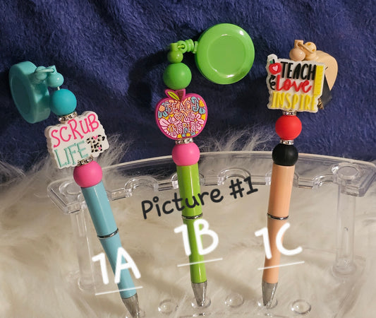 ✨Beadable Badge Reel with Ballpoint Pen – Customizable, Stylish & Practical✨