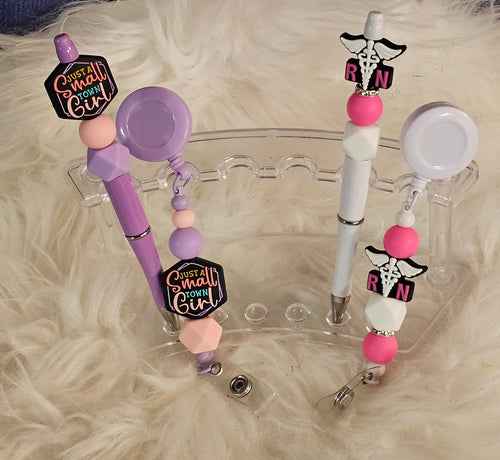 ✨ Matching Beadable Pen & Badge Reel Set – Stylish & Functional! ✨