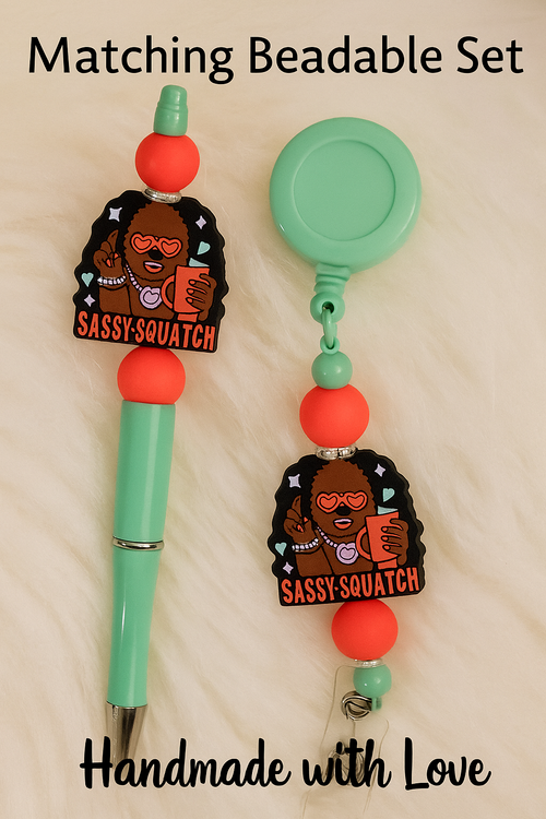 ✨ Matching Beadable Pen & Badge Reel Set – Stylish & Functional! ✨