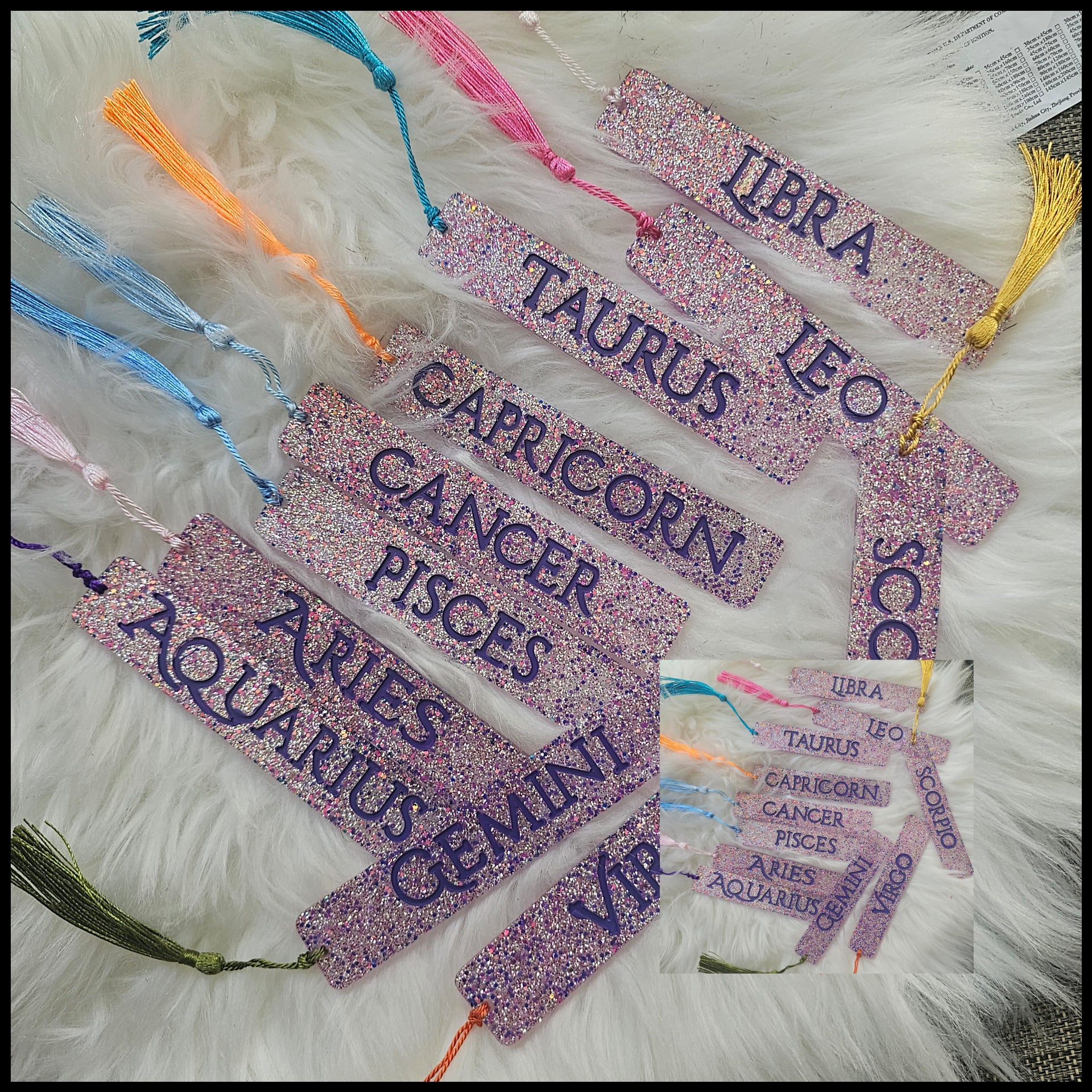 ✨Zodiac Resin Bookmark – Personalized Astrology Gift with Tassel✨