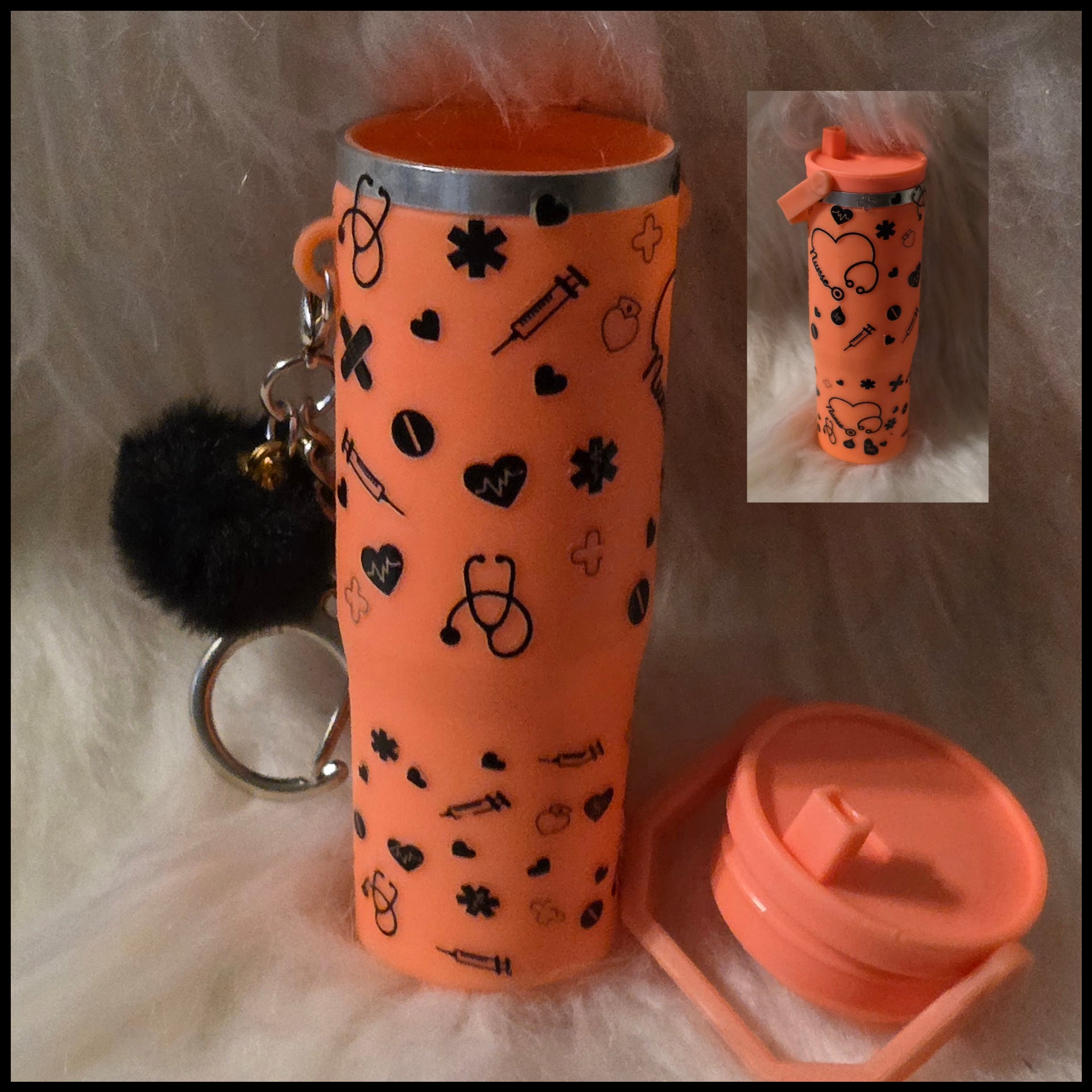Mini Cup Keychain Holder – Lipstick, Cosmetics & Small Essentials Storage