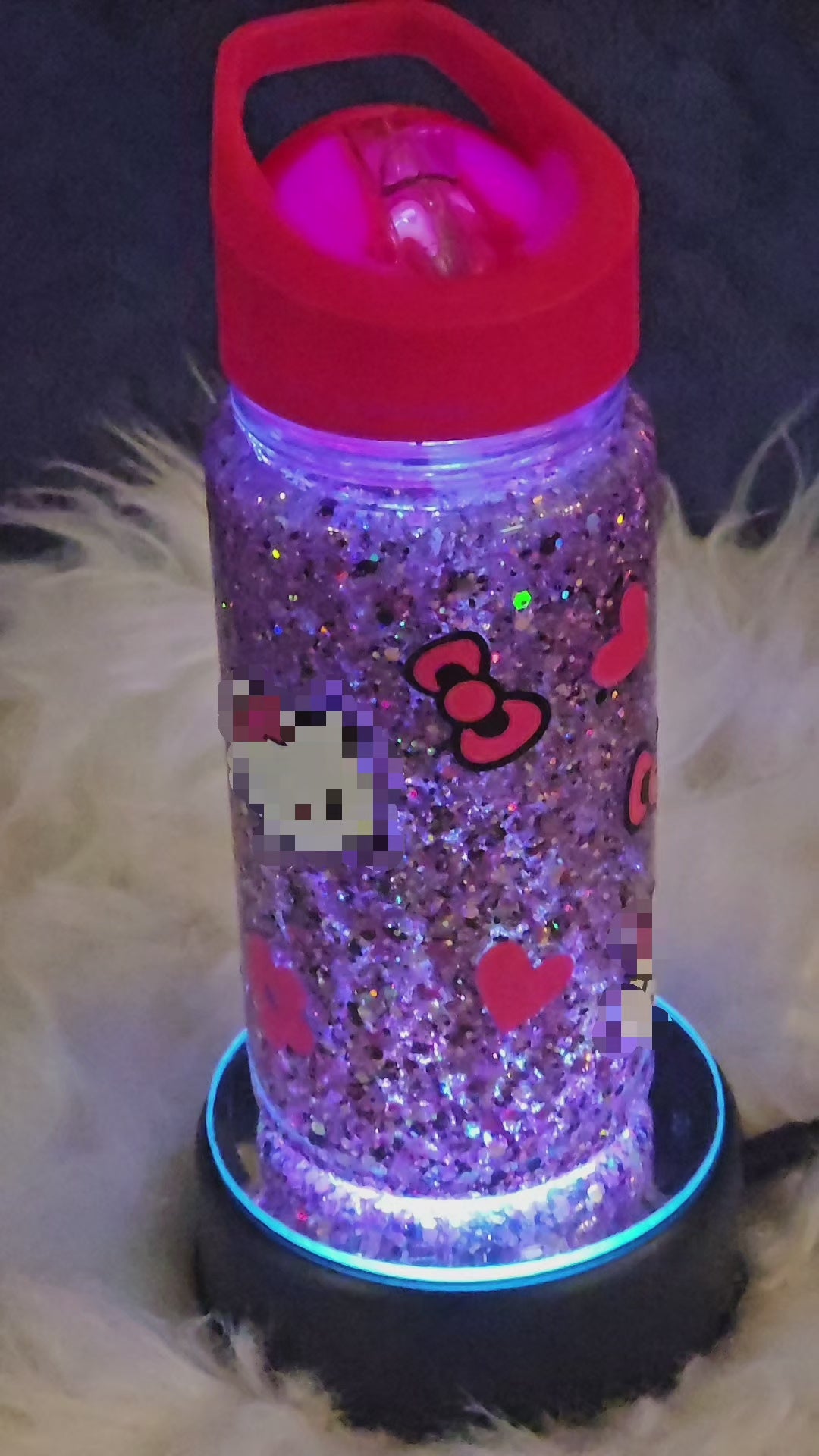✨10oz Double-Layer Transparent Water Bottle – Snowglobe Style with Handle, Cover, and Straw✨ I