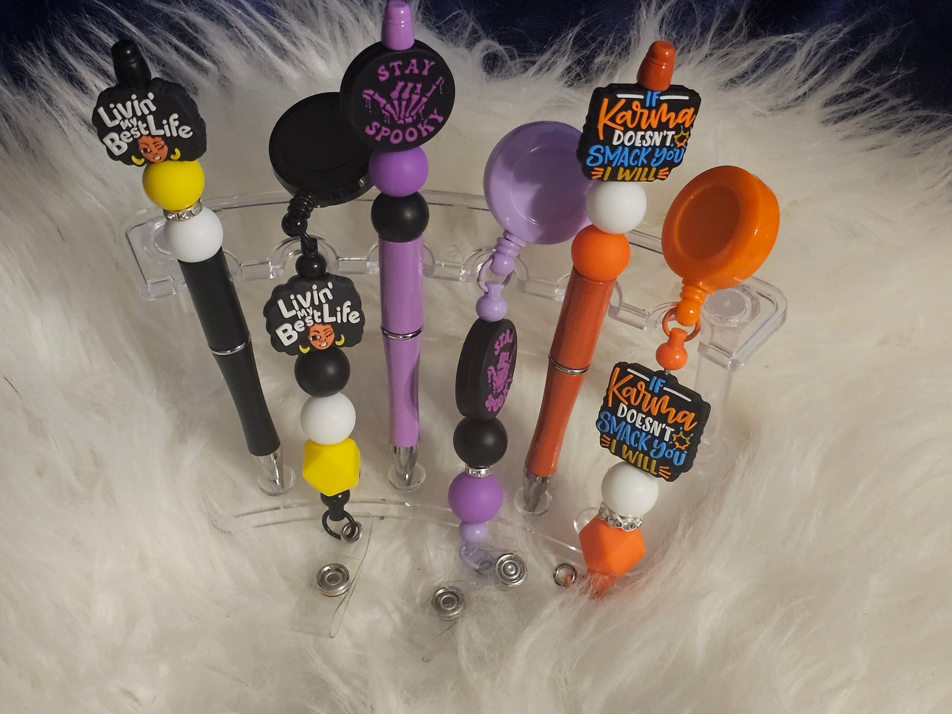 ✨ Matching Beadable Pen & Badge Reel Set – Stylish & Functional! ✨