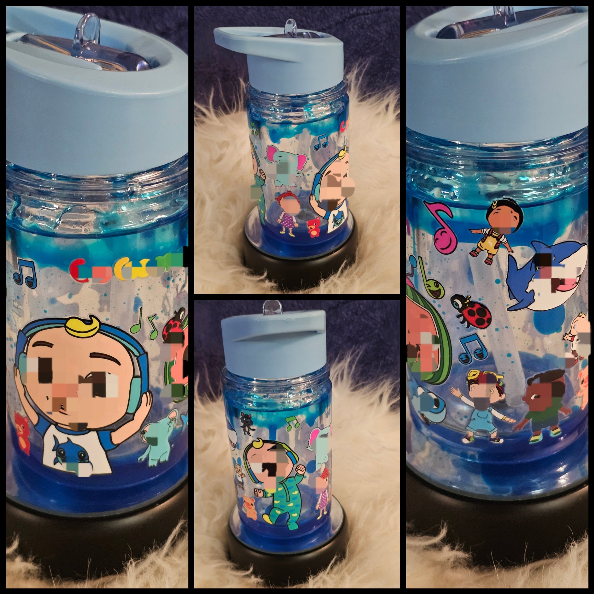✨10oz Double-Layer Transparent Water Bottle – Snowglobe Style with Handle, Cover, and Straw✨ I