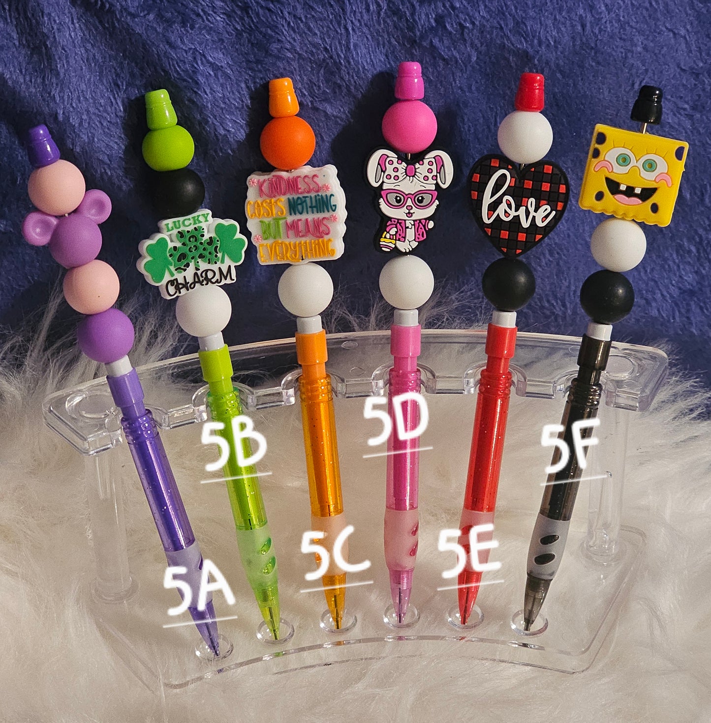 Beaded Mechanical Refillable Pencils W/ Silicone Focal Beads