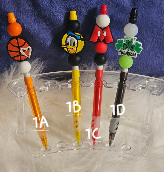 Beaded Mechanical Refillable Pencils W/ Silicone Focal Beads