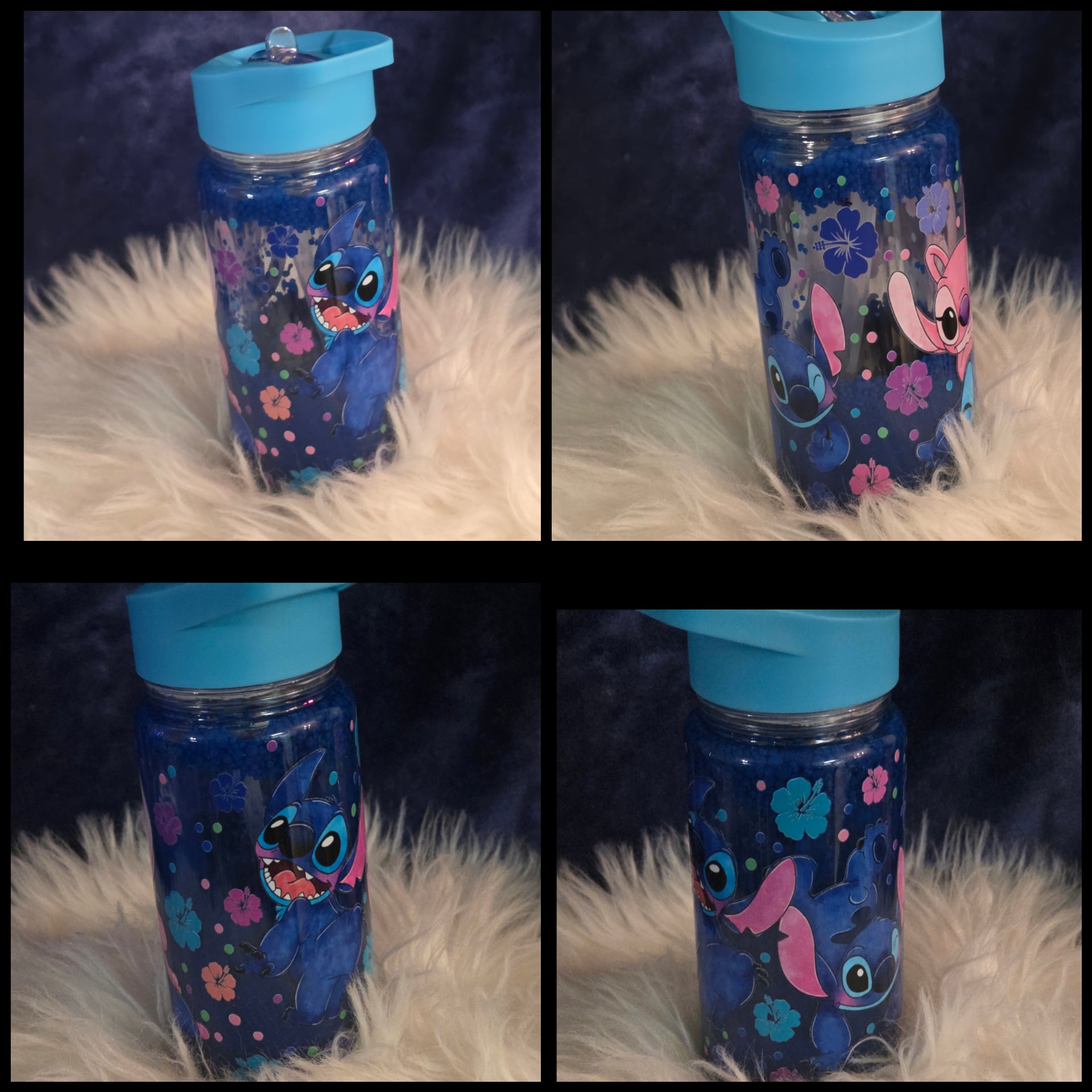 ✨10oz Double-Layer Transparent Water Bottle – Snowglobe Style with Handle, Cover, and Straw✨ I