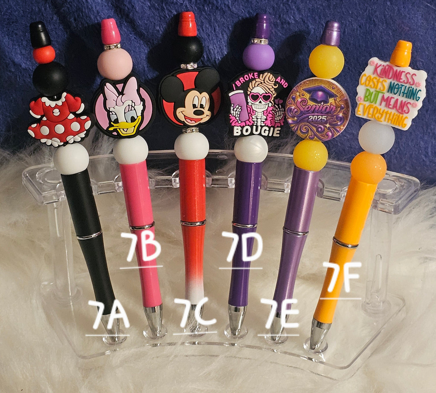 Beaded Refillable Pens W/ Silicone Focal Beads