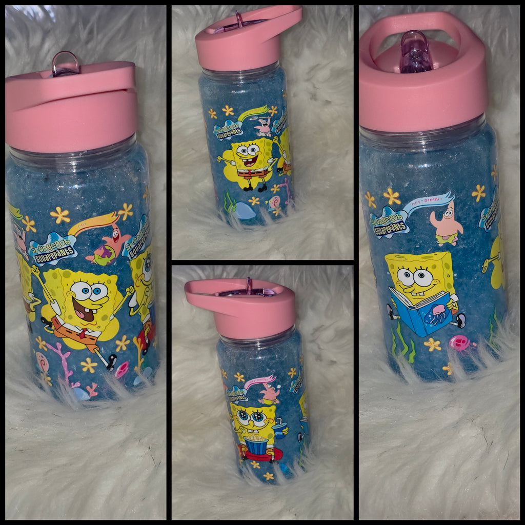 ✨10oz Double-Layer Transparent Water Bottle – Snowglobe Style with Handle, Cover, and Straw✨ I