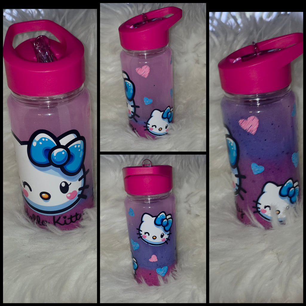 ✨10oz Double-Layer Transparent Water Bottle – Snowglobe Style with Handle, Cover, and Straw✨ I