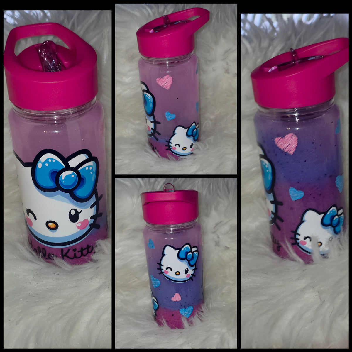 ✨10oz Double-Layer Transparent Water Bottle – Snowglobe Style with Handle, Cover, and Straw✨ I