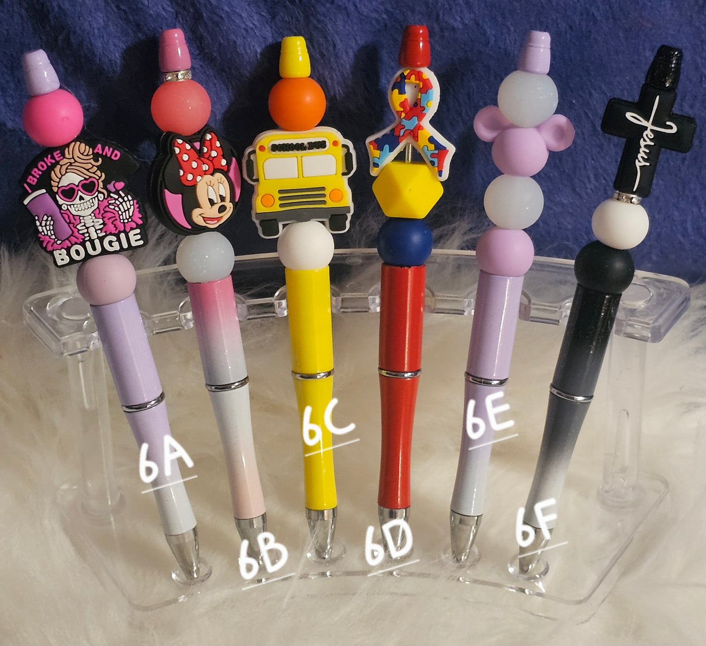 Beaded Refillable Pens W/ Silicone Focal Beads