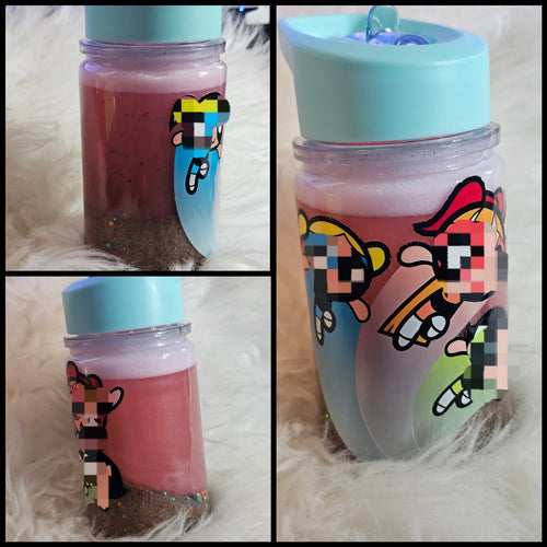 ✨10oz Double-Layer Transparent Water Bottle – Snowglobe Style with Handle, Cover, and Straw✨ I