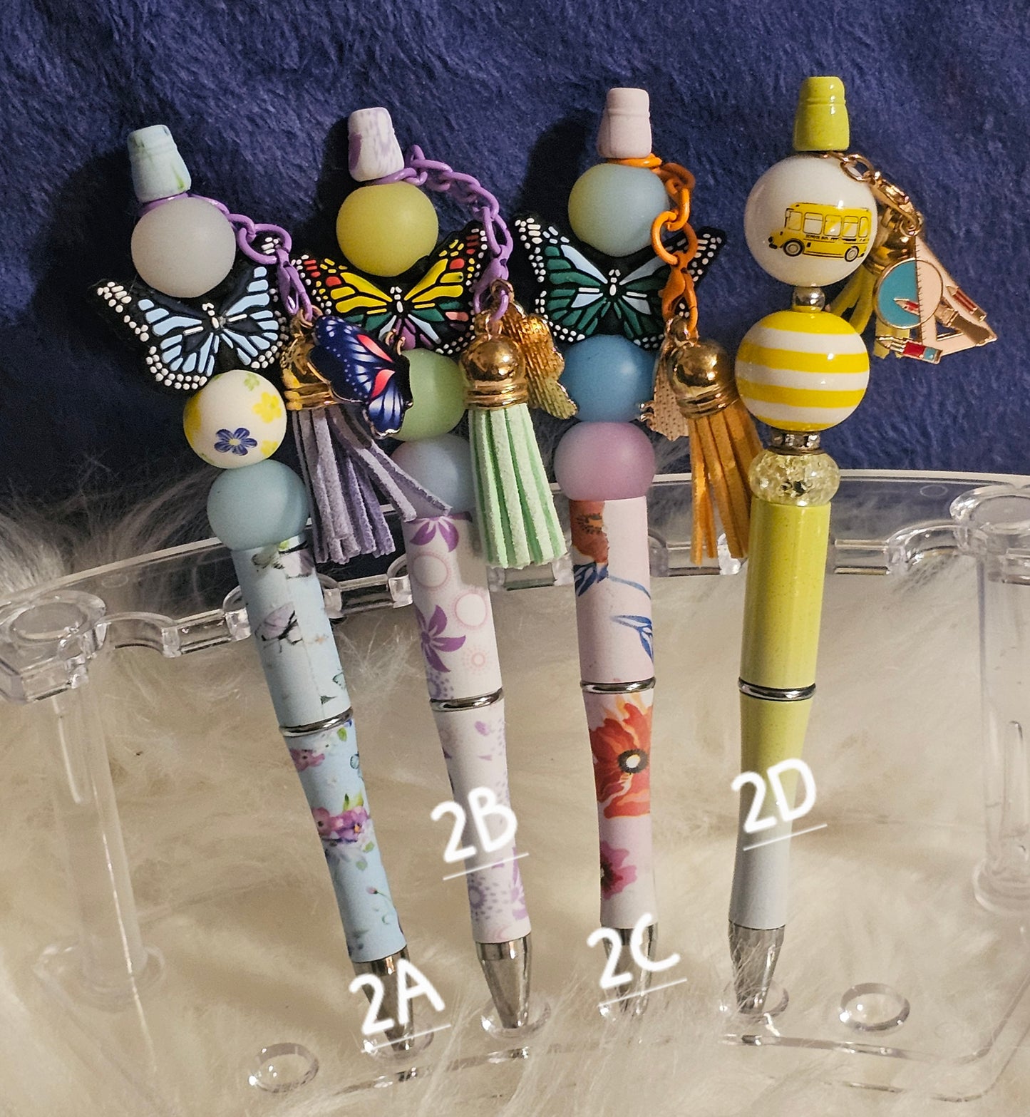 Beaded Refillable Pens W/ Silicone Focal Beads