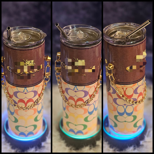 ✨Custom Purse Tumbler – Stylish & Personalized with Lid, Straw & Decorative Chain✨