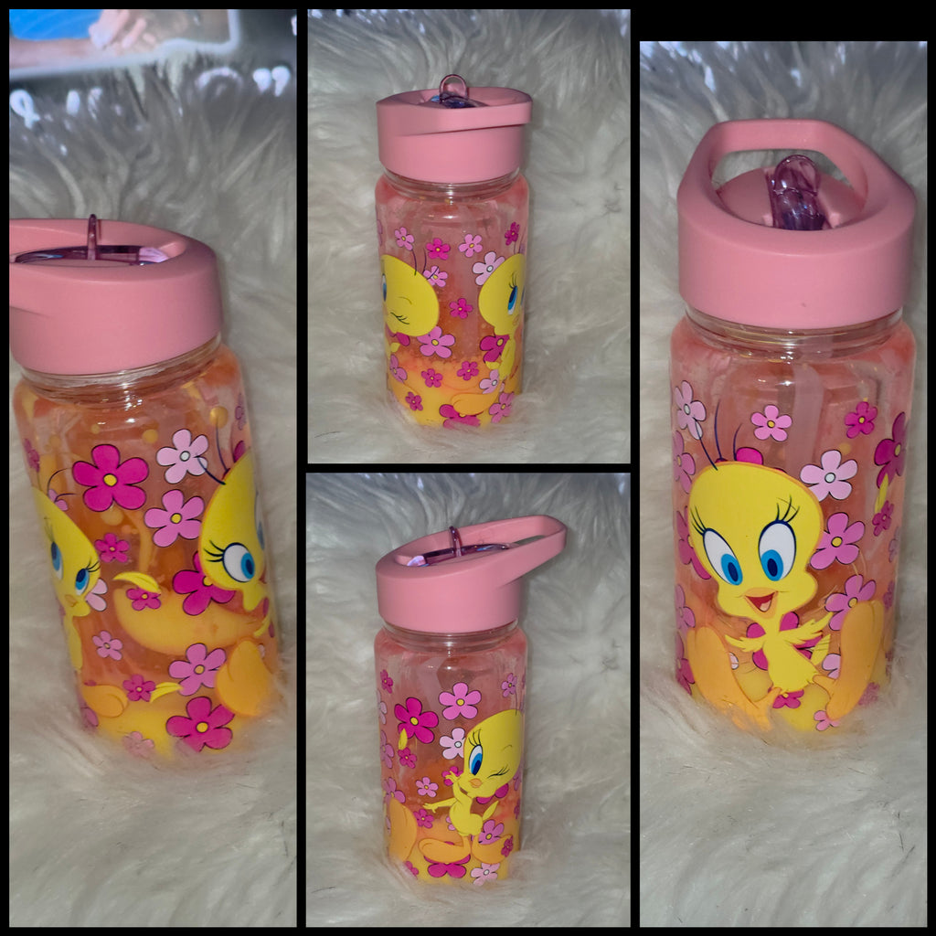 ✨10oz Double-Layer Transparent Water Bottle – Snowglobe Style with Handle, Cover, and Straw✨ I