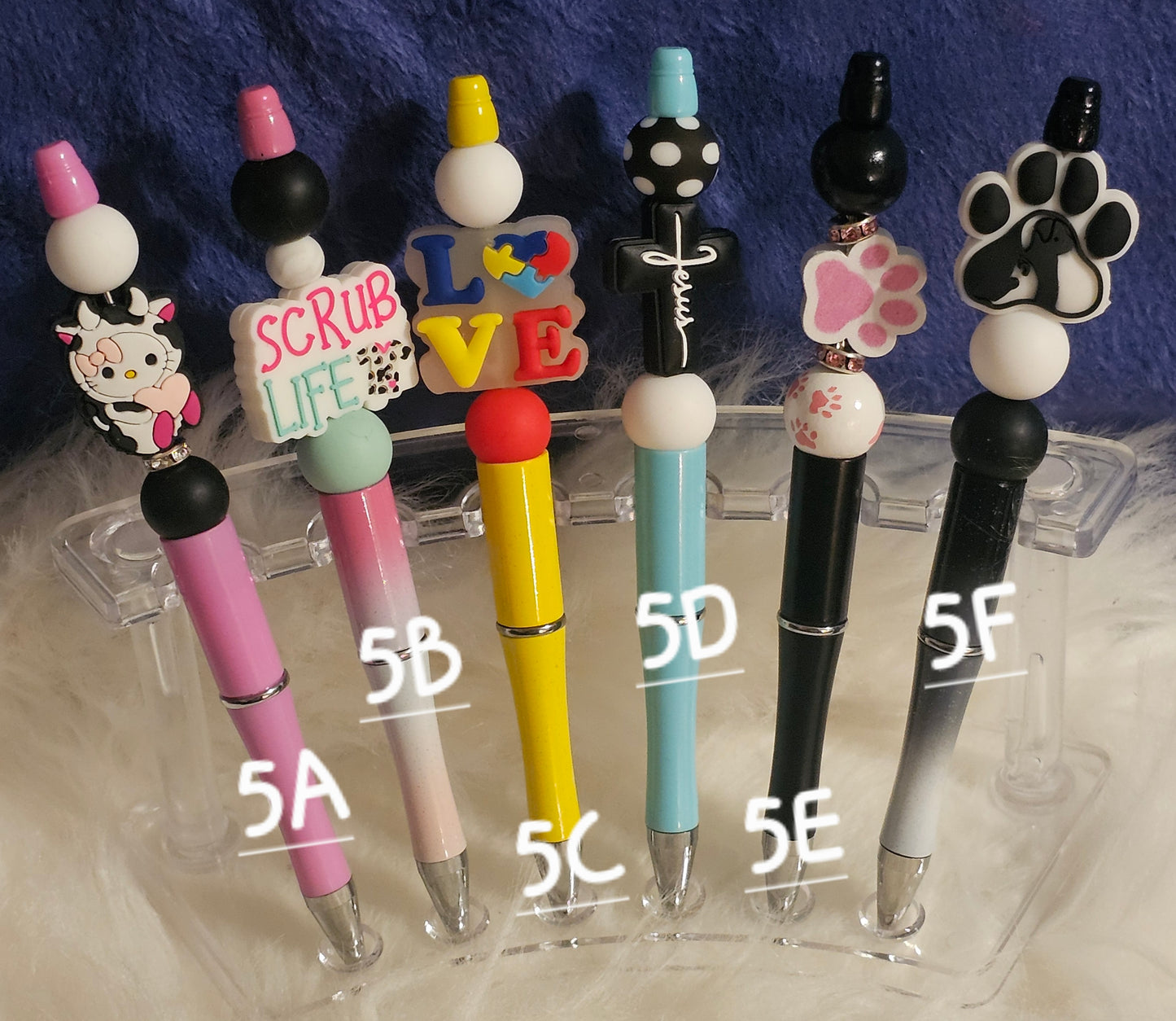 Beaded Refillable Pens W/ Silicone Focal Beads