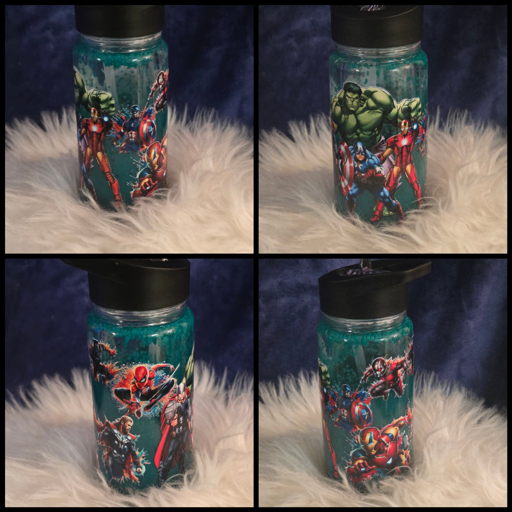 ✨10oz Double-Layer Transparent Water Bottle – Snowglobe Style with Handle, Cover, and Straw✨ I