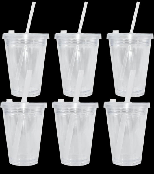 ✨12oz Snowglobe Acrylic Tumbler – Double Wall with Straw, Lid, Glitter & Sand✨