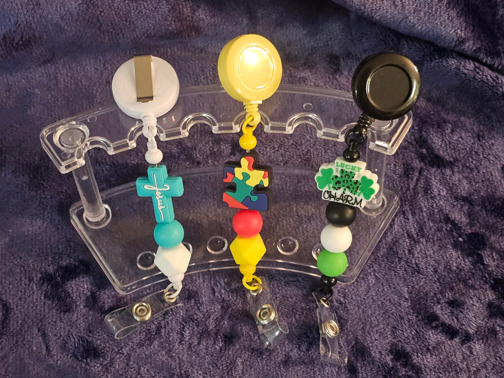Beadable Badge Reel | Custom Retractable ID Holder | Personalized Work Accessory